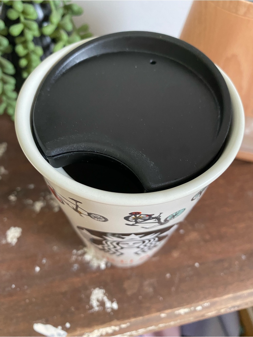 2016 Starbucks Portland ceramic tumbler with bicycles - Picture 2 of 6